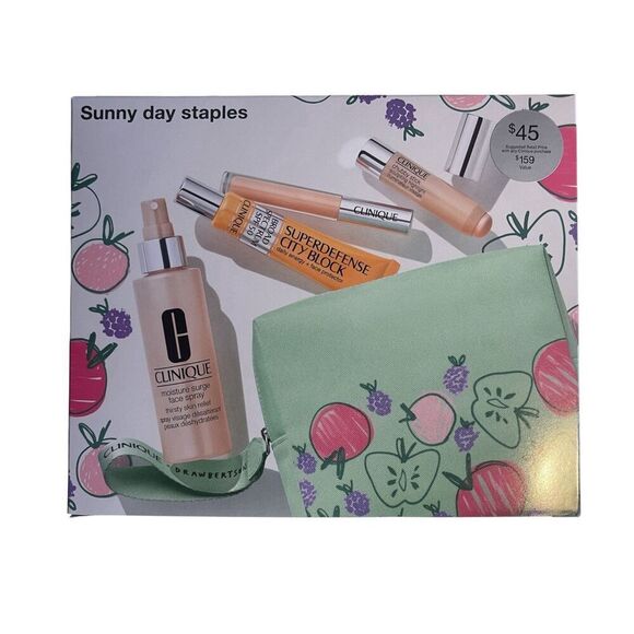 NEW for SPRING 2025 CLINIQUE Sunny Day Staples 5 Piece Skin Care & Makeup Set - Picture 2 of 2
